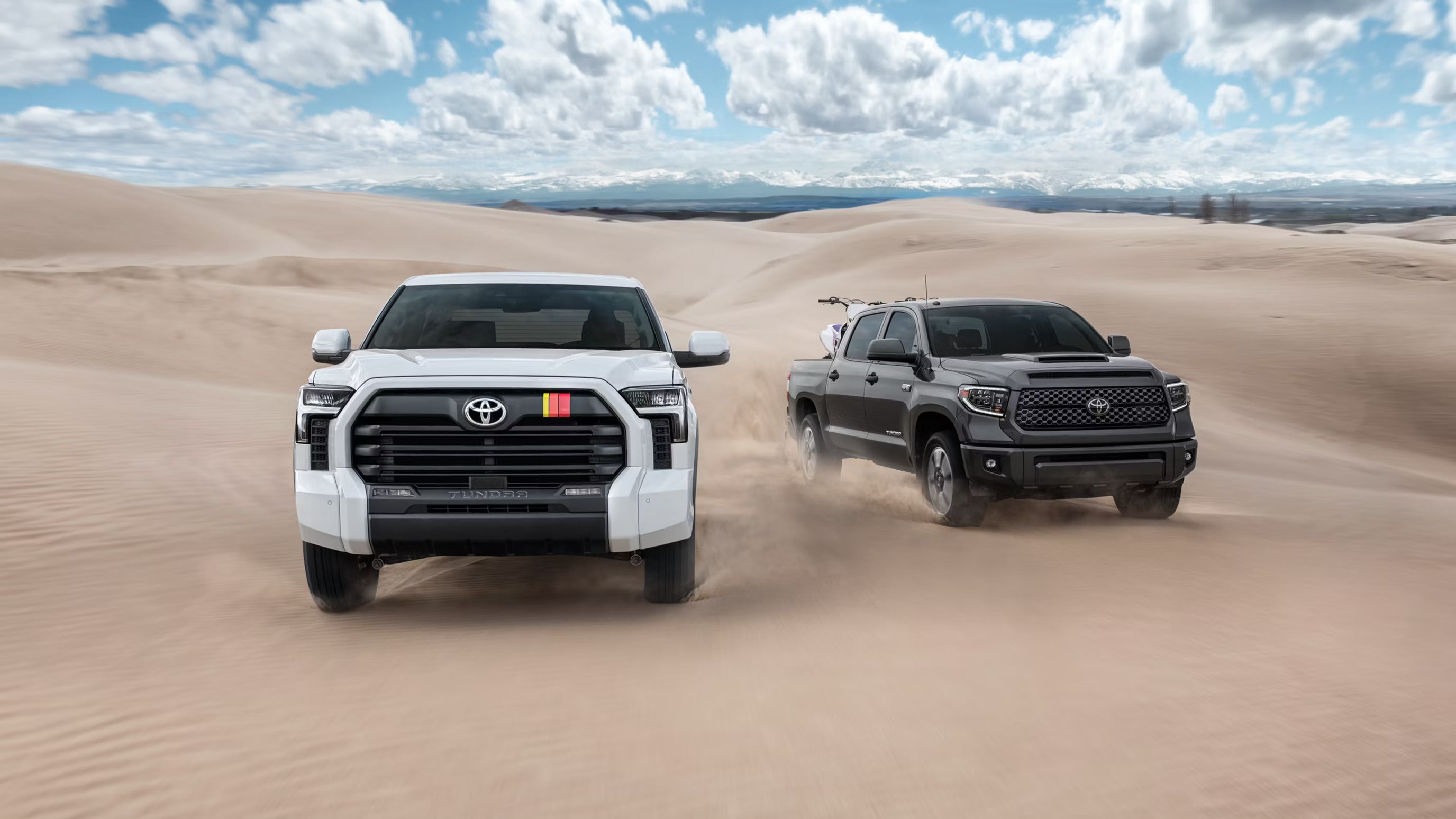 Two truck driving off-road.